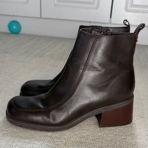 Diba Dark Brown Leather Ankle Boots